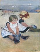 Mary Cassatt Two Children on the Beach (mk09) oil on canvas